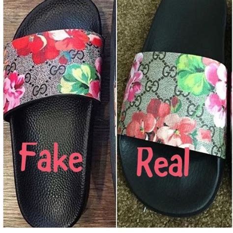 fake gucci flower slides|gucci floral slides size 8.